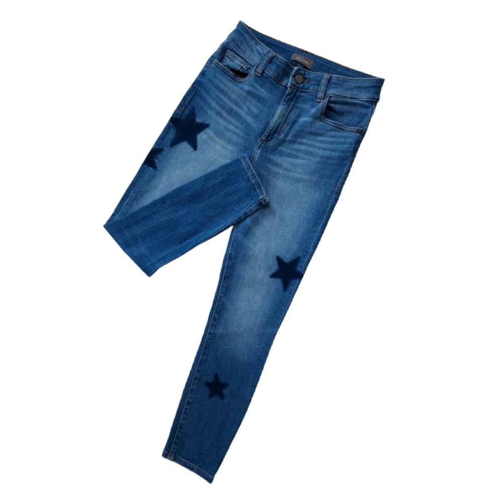 DL1961 Florence Cropped Denim Jeans Size 26 Star Print - Picture 4 of 10